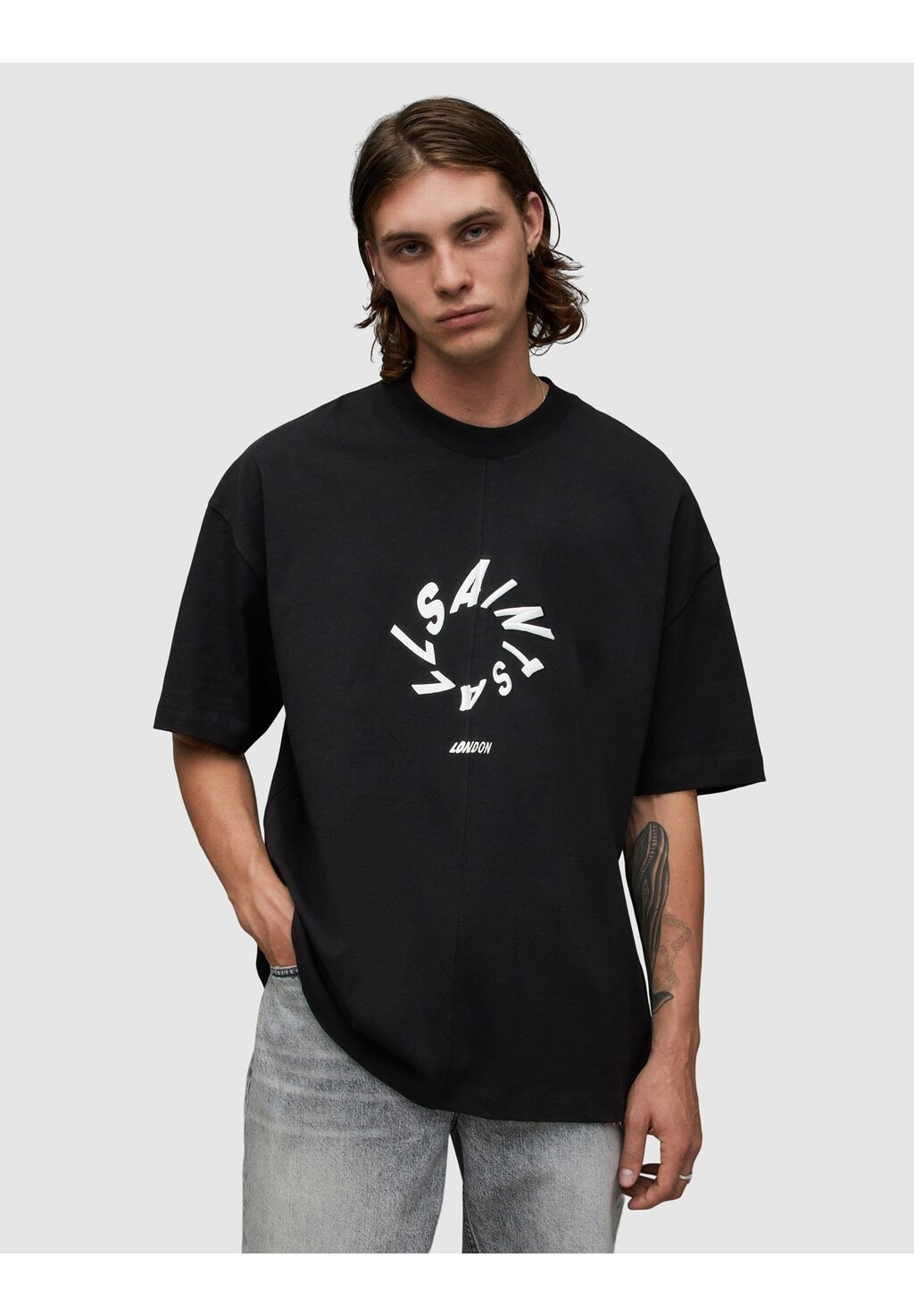 

Футболка с принтом Halo Ss Crew AllSaints, черный