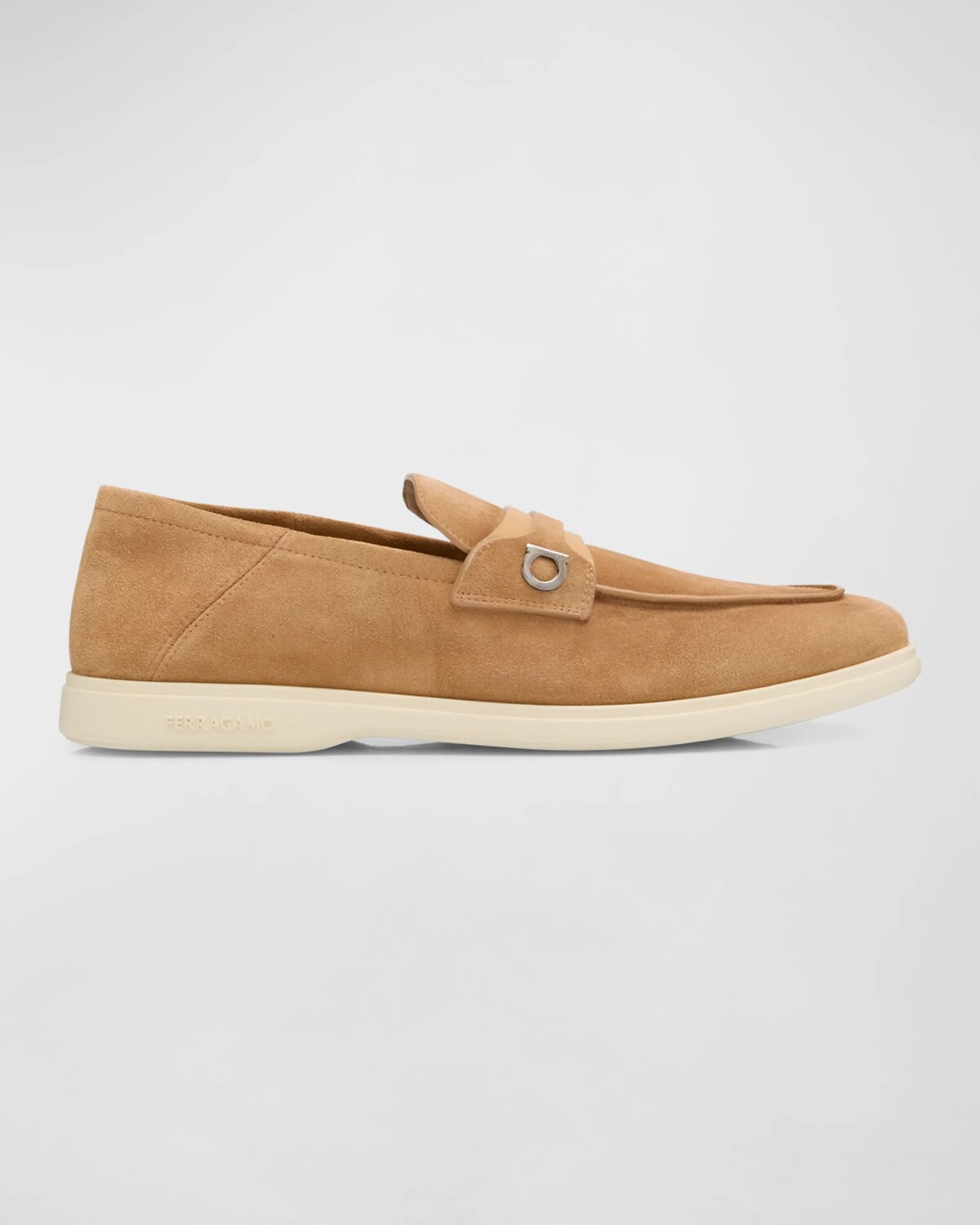 

Мужские замшевые лоферы Drame Gancio Ferragamo, цвет Light Camel