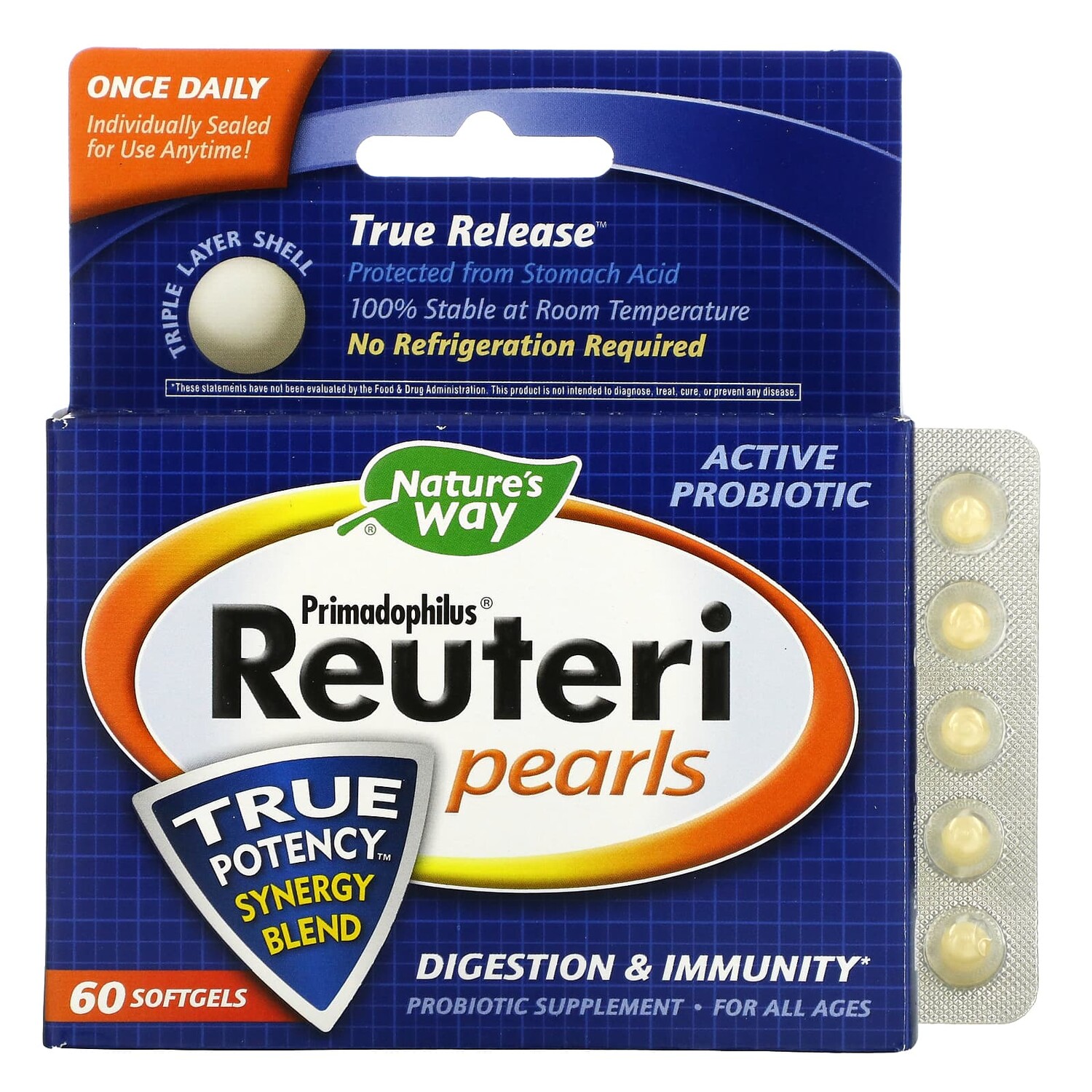 

Primadophilus Reuteri Pearls, 60 капсул, Nature's Way