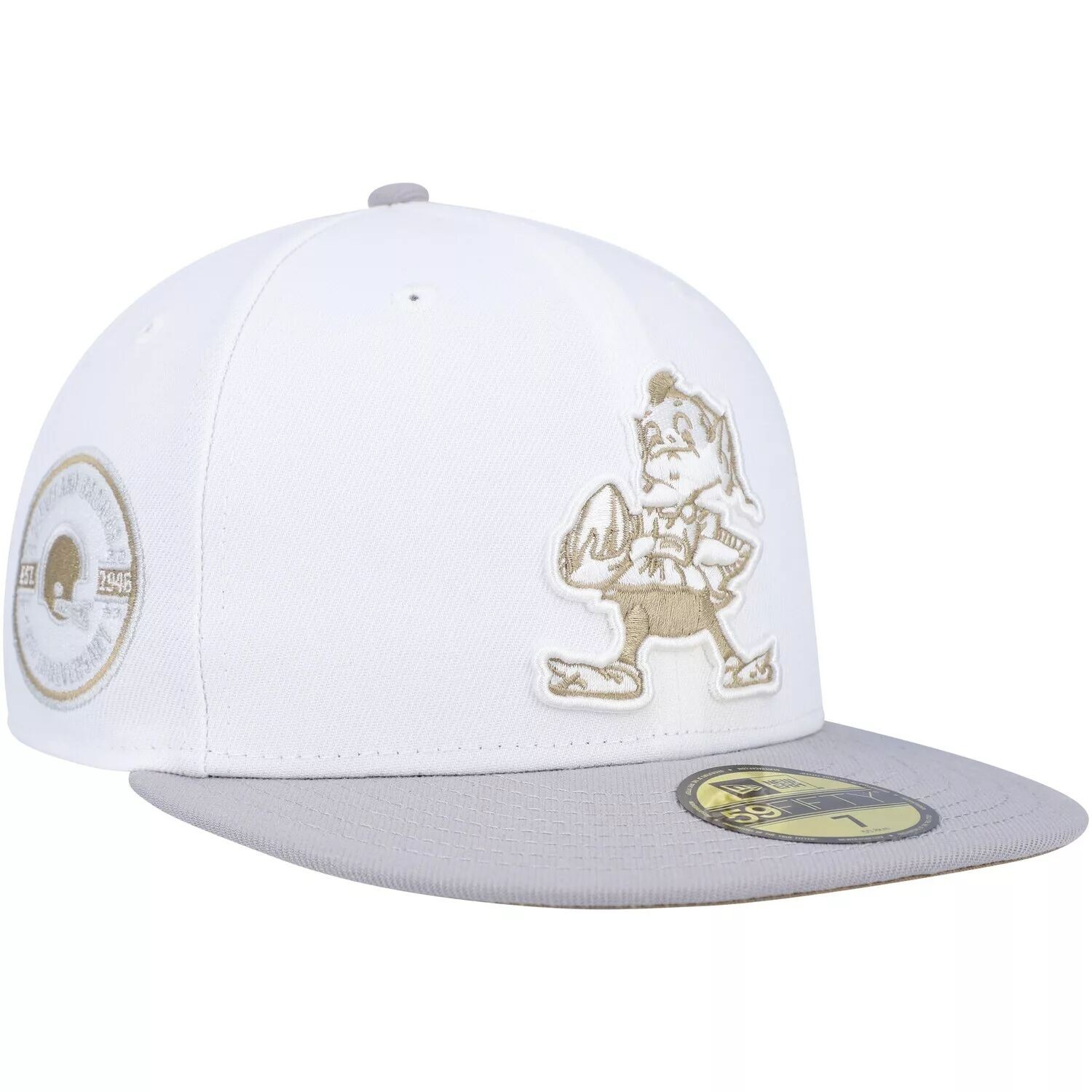 

Мужская шляпа New Era белого/серого цвета Cleveland Browns 75th Anniversary Gold Undervisor 59FIFTY