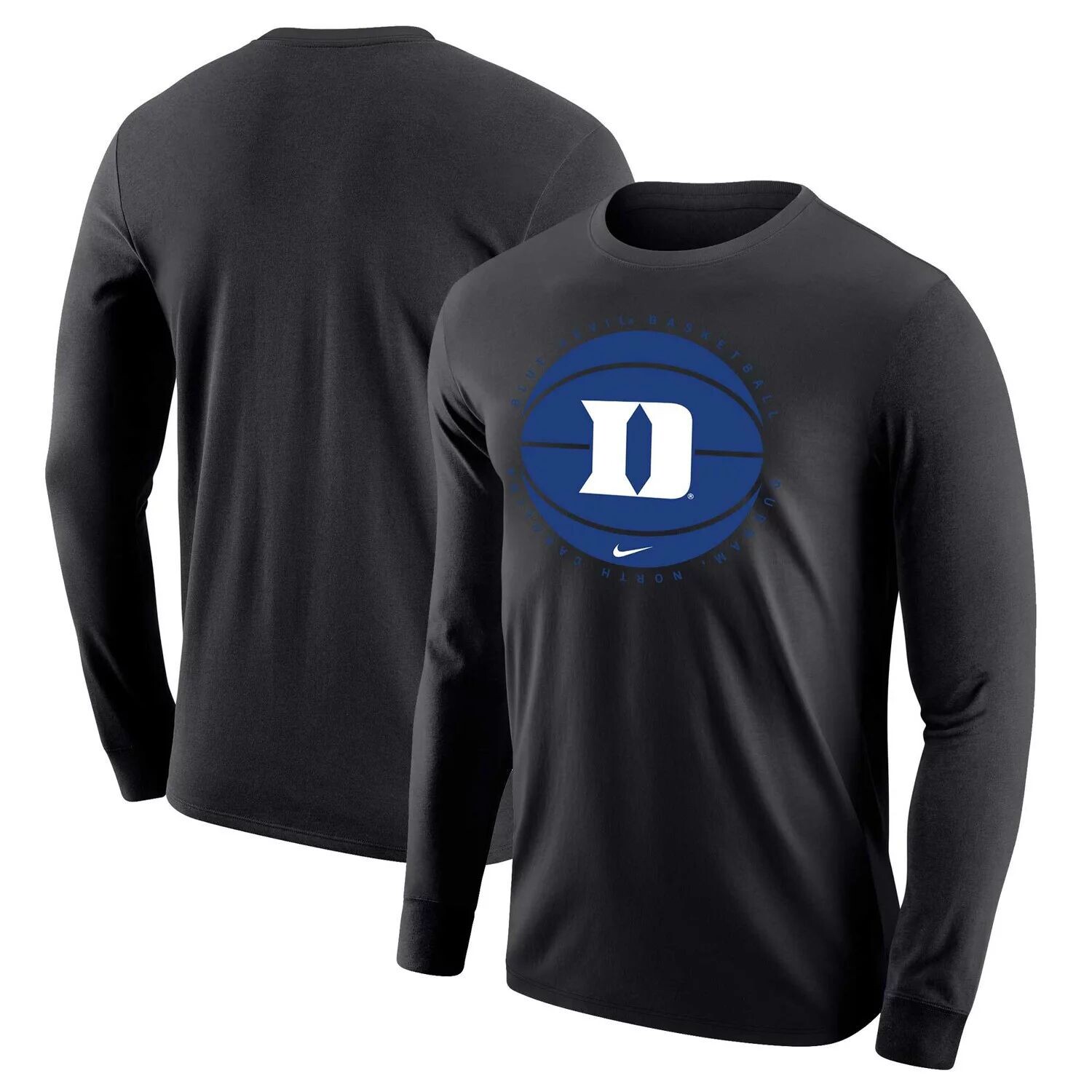 

Мужская черная баскетбольная футболка Duke Blue Devils с длинным рукавом Nike, Черный