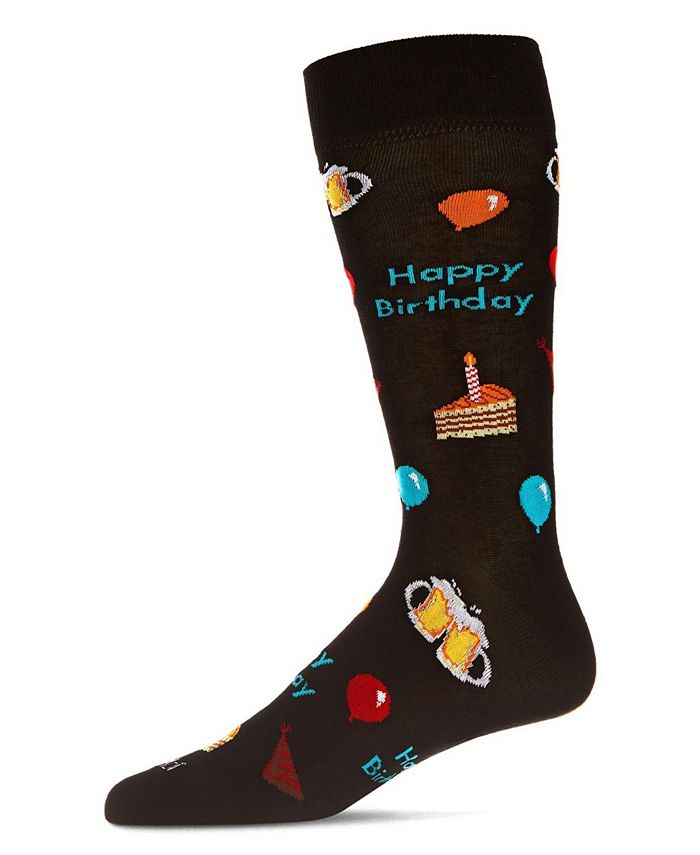 Мужские носки из искусственного шелка с днем рождения из бамбука Novelty Crew Socks MeMoi, черный зеленая мусоровоз joymemo фотография баннер для торта набор воздушных шаров для мусорного грузовика украшения для дня рождения