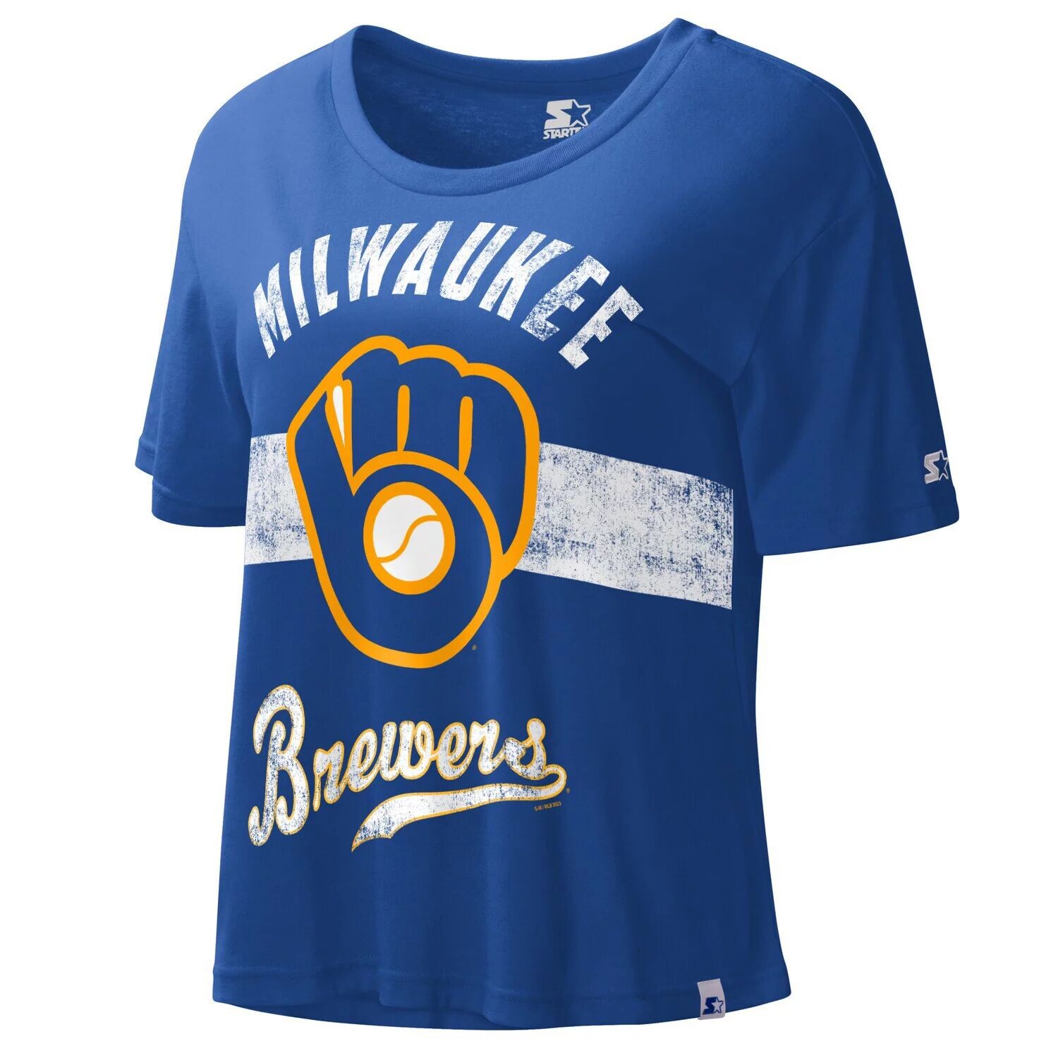 

Женский укороченный топ Royal Milwaukee Brewers Cooperstown Collection Record Setter для начинающих Starter