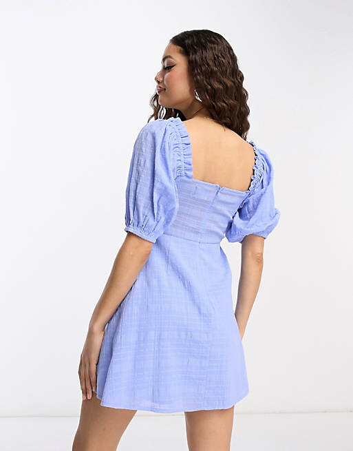 

Синее платье мини в клетку с узлом спереди ASOS DESIGN Petite, Синий