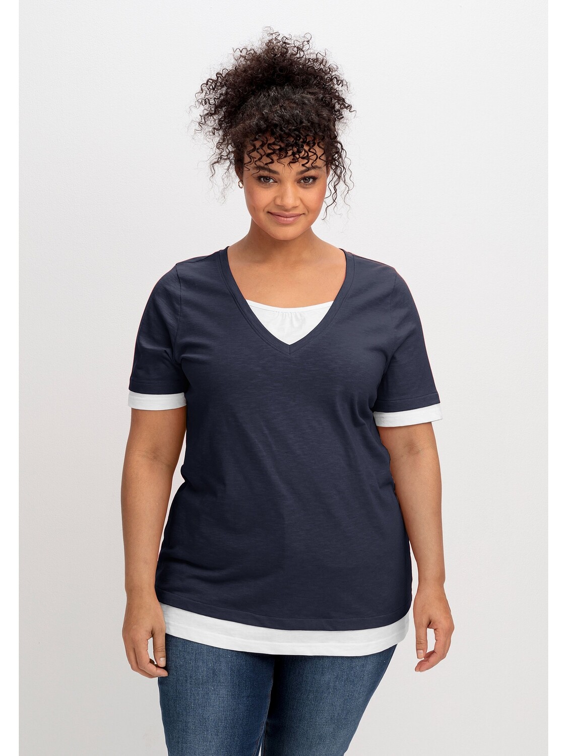 

Футболка sheego Jersey, цвет tiefblau-weiß