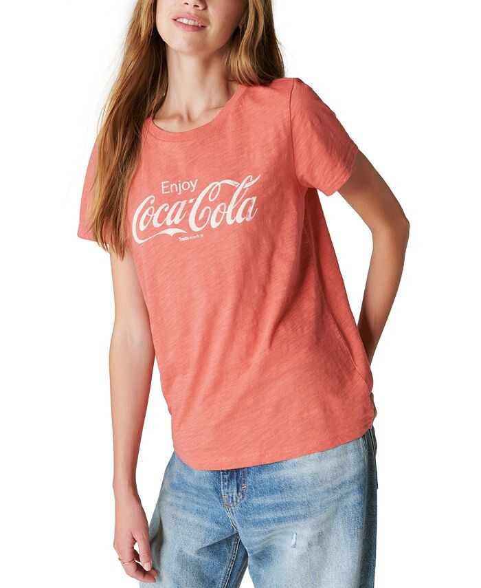 

Женская классическая хлопковая футболка Coca-Cola Lucky Brand, красный