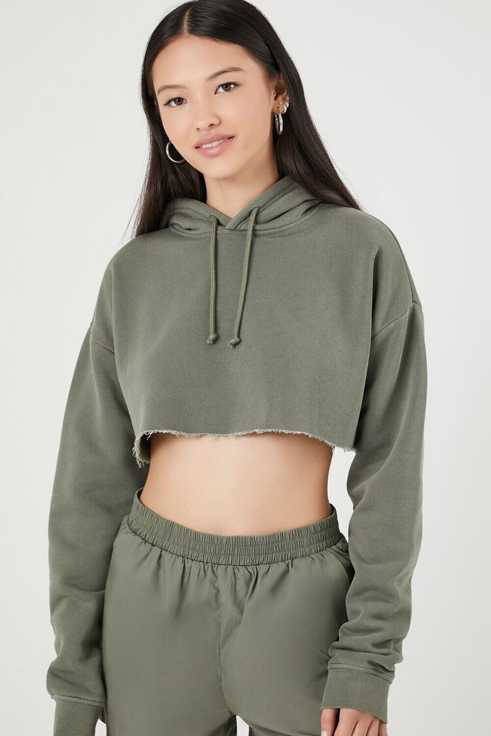 

Укороченная толстовка из флиса Forever 21, оливковый, Зеленый