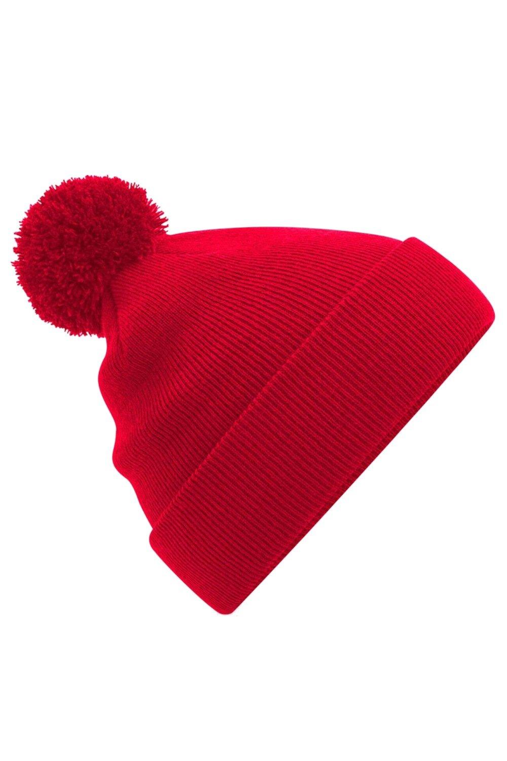 Оригинальная шапка с помпоном Beechfield, красный