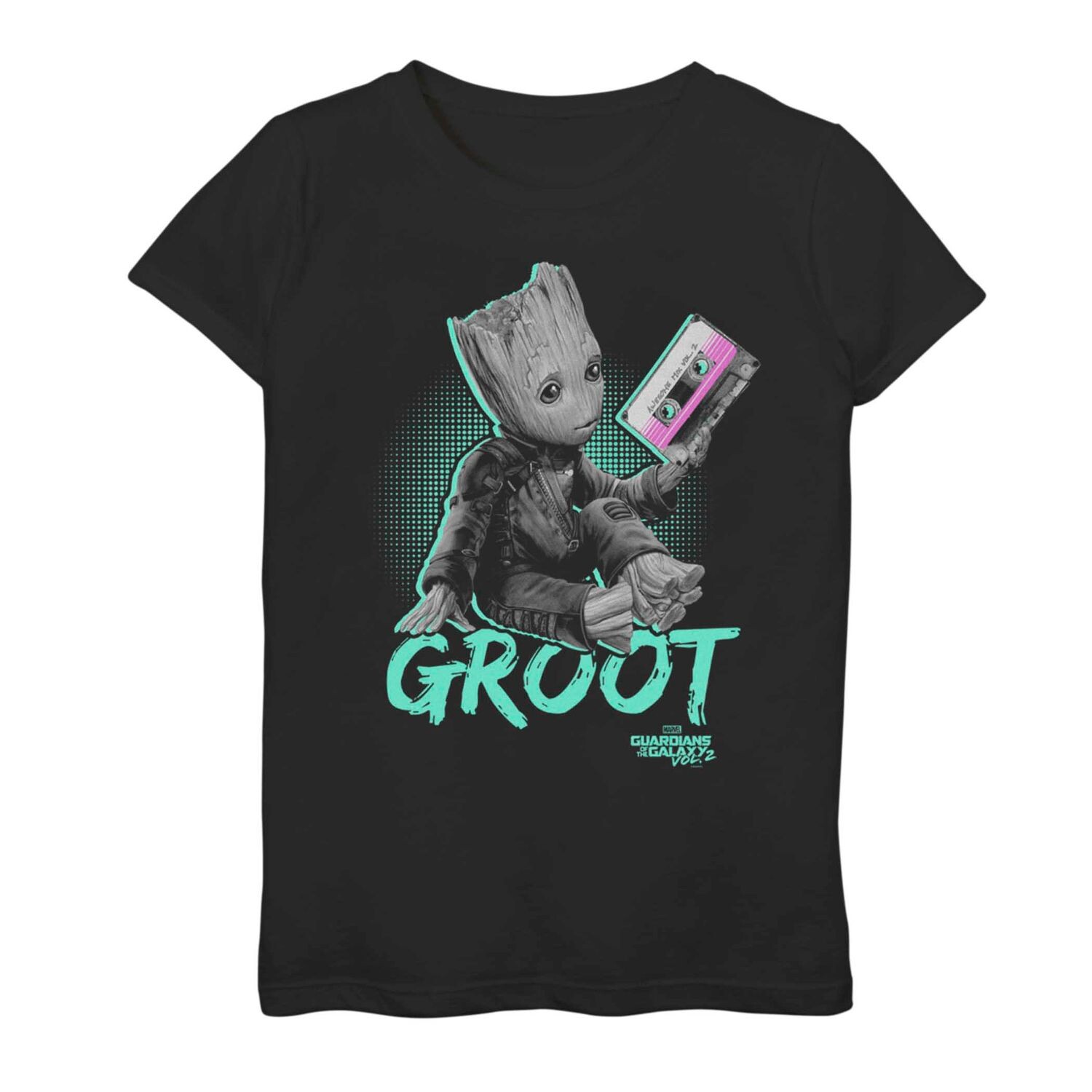 

Футболка с неоновым портретом в стиле ретро для девочек 7–16 лет Marvel Baby Groot Licensed Character