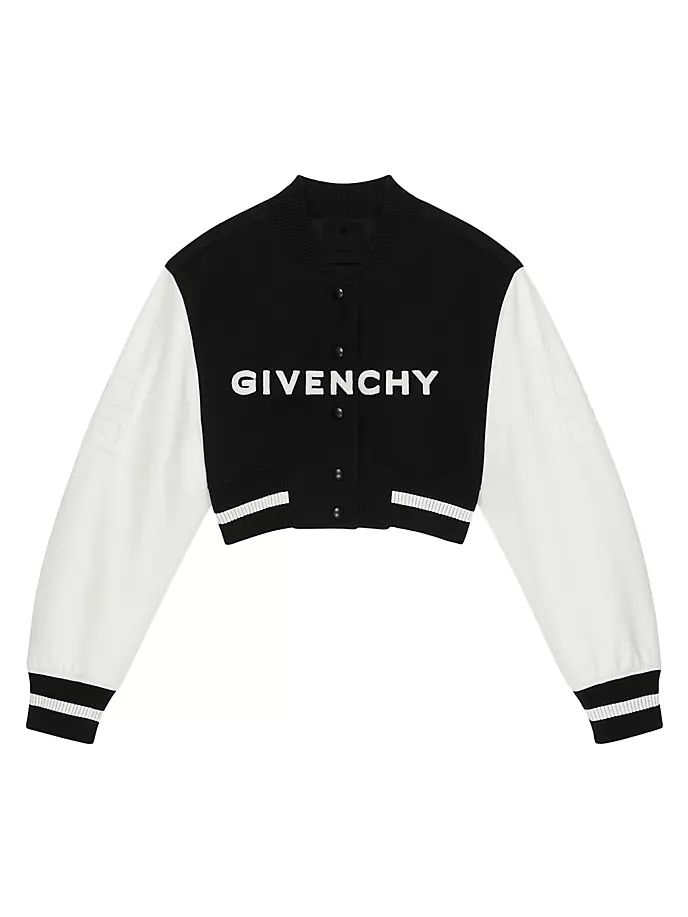 

Укороченная университетская куртка из шерсти и кожи Givenchy, белый