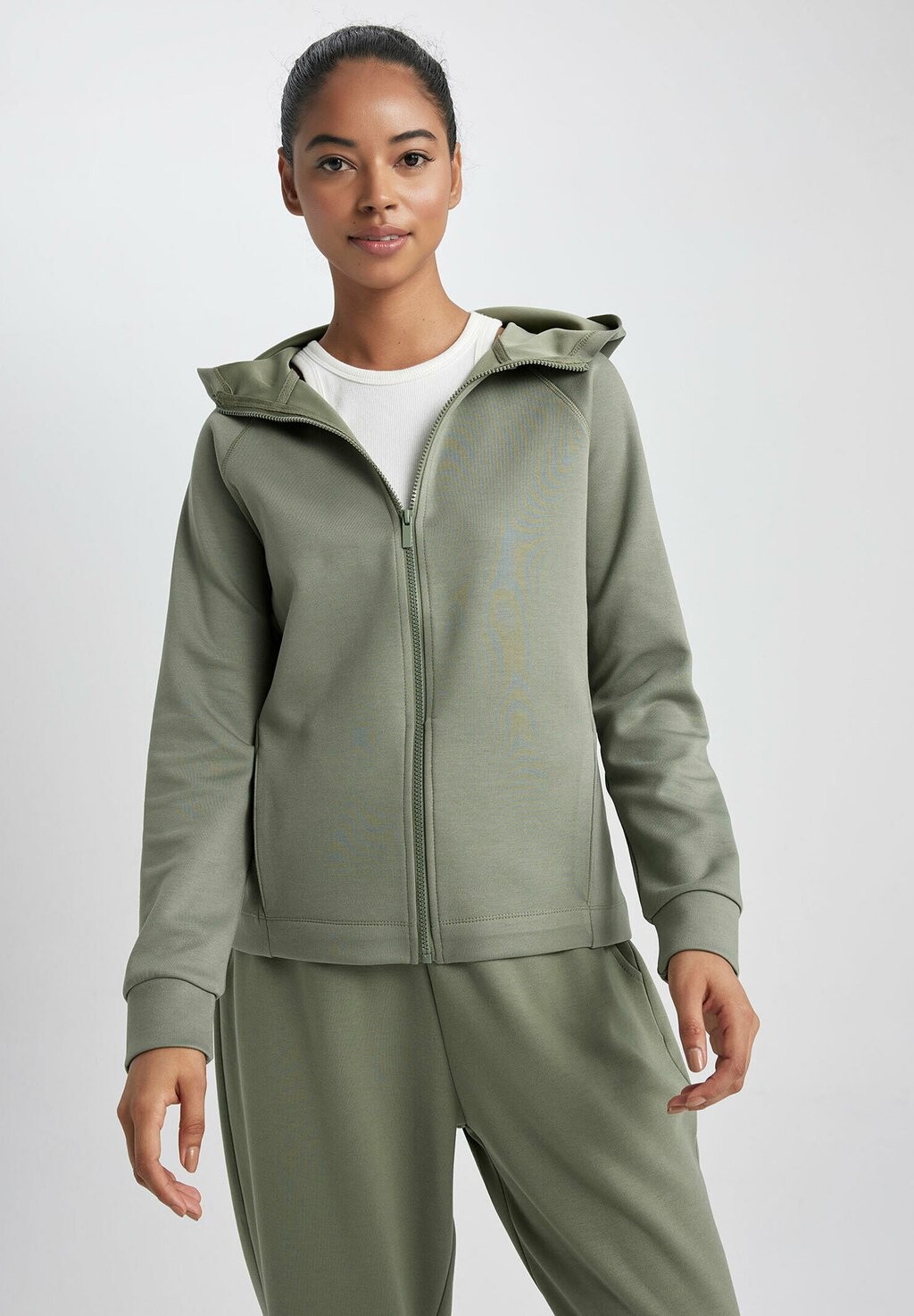 

Толстовка на молнии Standard Fit DeFacto, хаки