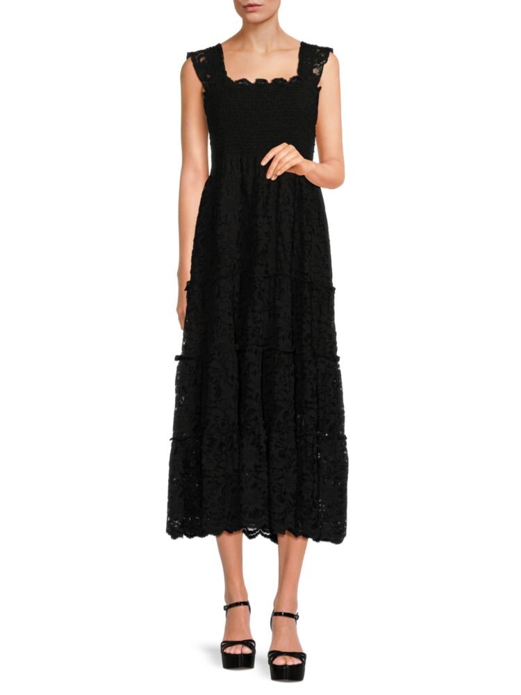 

Бархатное ярусное платье миди Calypso Caara, цвет Black Lace