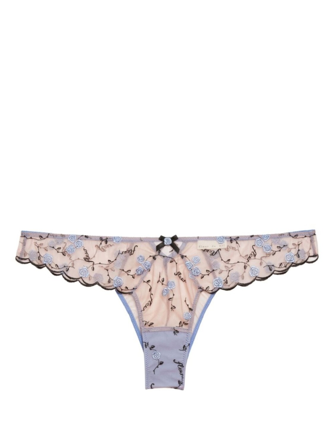 

Fleur Du Mal прозрачные трусы-танга с вышивкой Rose and Vine, фиолетовый