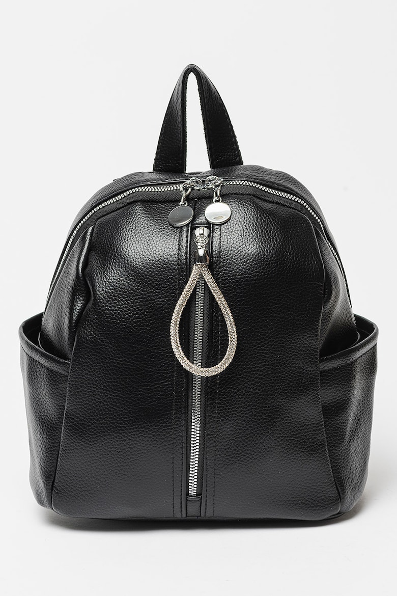 Рюкзак из экокожи с карманами Francesca Rossi, черный