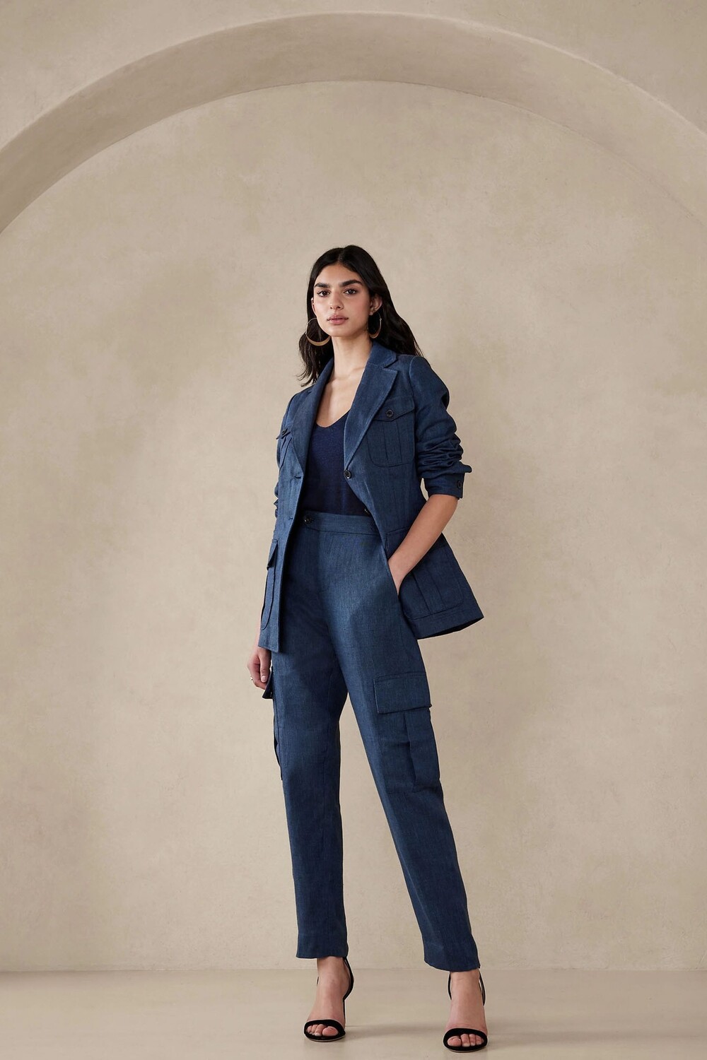 

Льняные брюки Heritage Expedition Banana Republic, синий