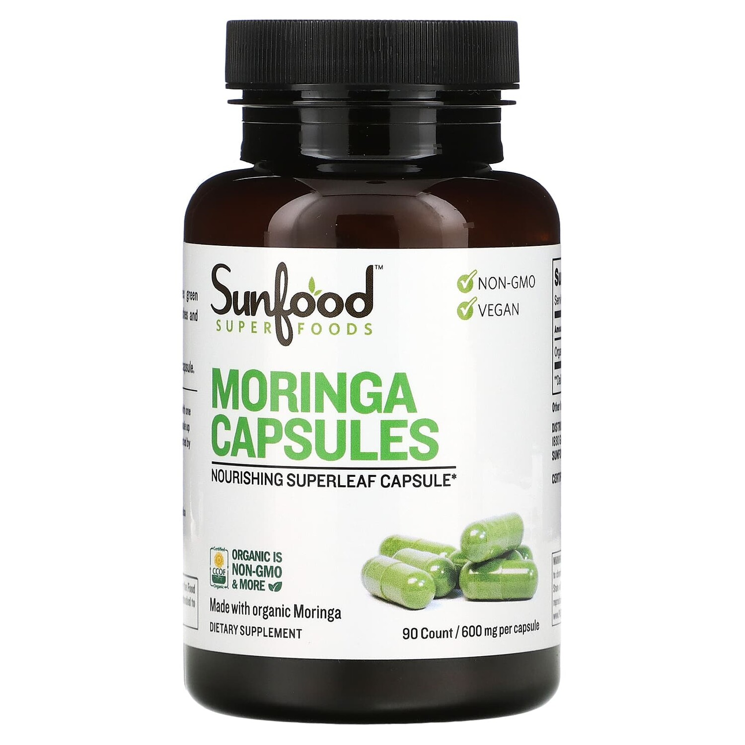 

Капсулы Moringa, 600 мг, 90 капсул, Sunfood