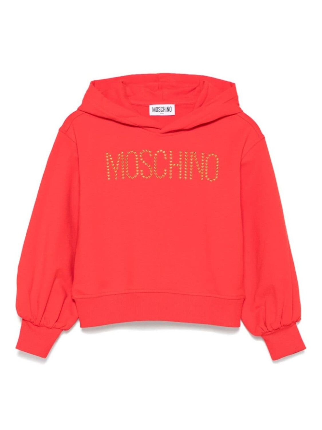 

Moschino Kids толстовка с капюшоном, украшенная заклепками, красный