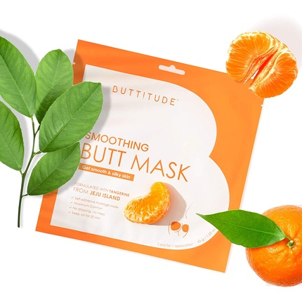 Разглаживающая и осветляющая тканевая гидрогелевая маска Buttitude с мандарином с острова Чеджу, одобренная FDA, — идеальный уход за ягодицами, Butt!Tude