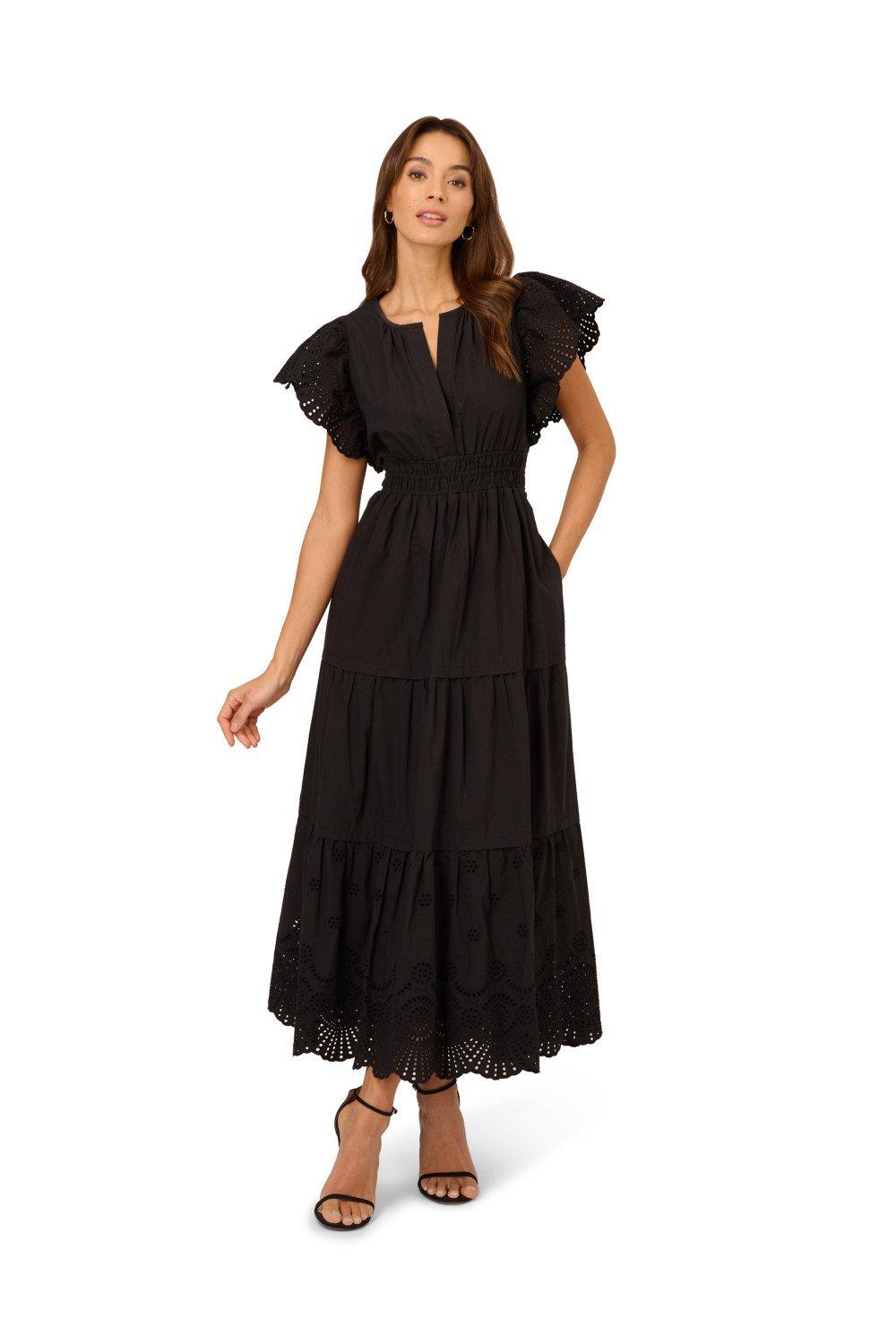 цена Хлопковое платье с люверсами Adrianna Papell, черный
