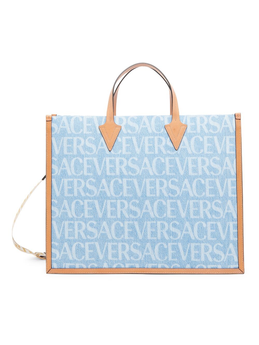 

Большая джинсовая большая сумка с логотипом Versace, синий