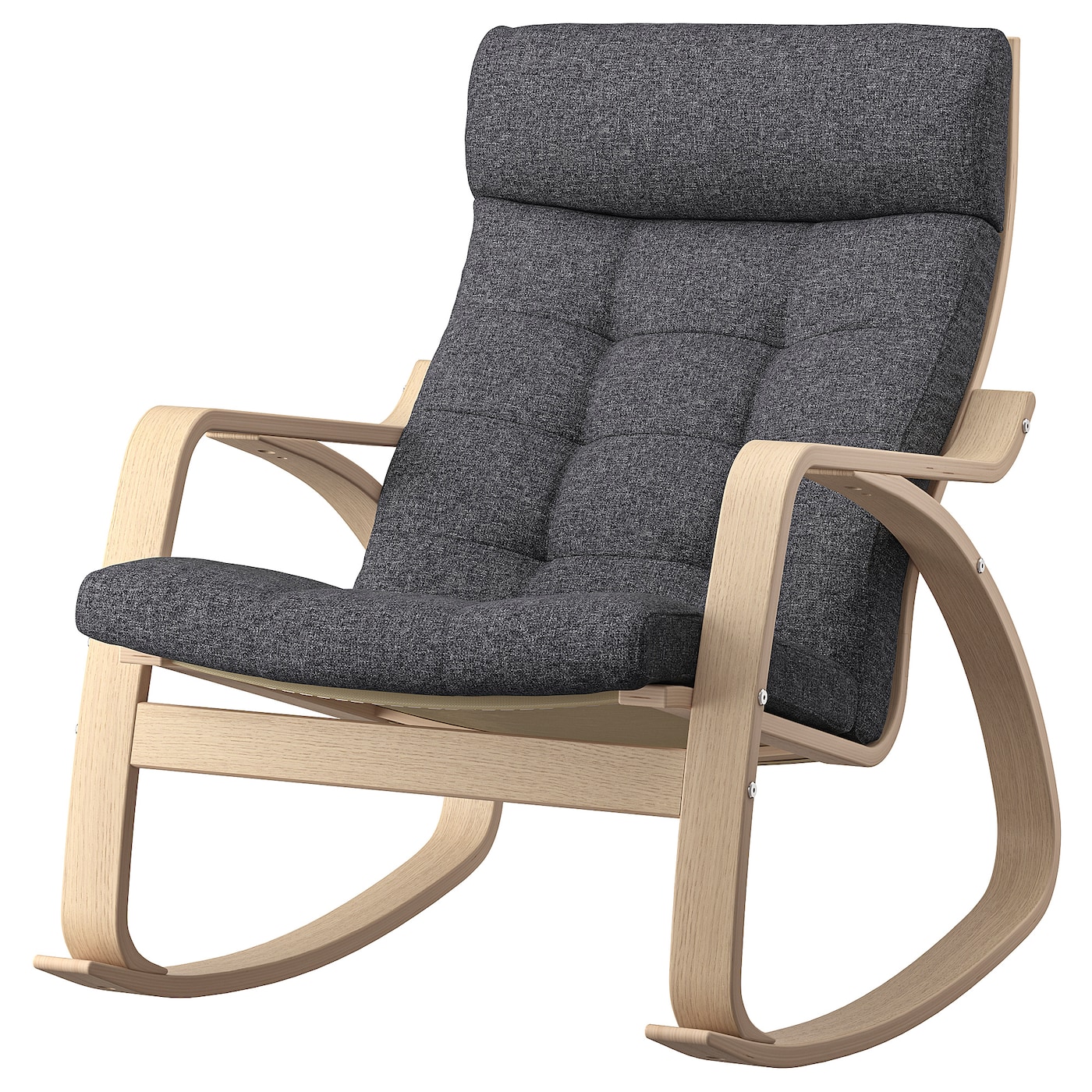 детское кресло качалка lazychild удобное кресло качалка с шейкером для сна детская кроватка качалка с колесами ПОЭНГ Кресло-качалка, дубовый шпон светлый/Гуннаред темно-серый POÄNG IKEA
