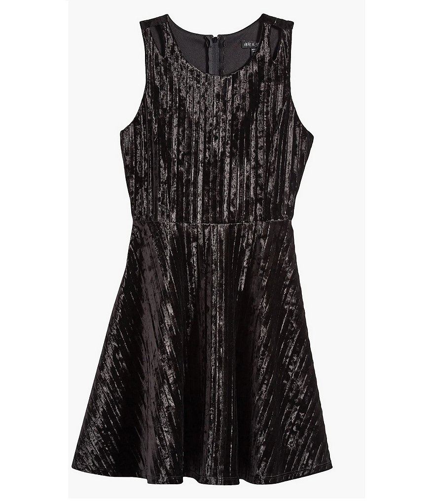 Бархатное платье трапециевидной формы в рубчик без рукавов Ava & Yelly для больших девочек 7–16 лет, черный