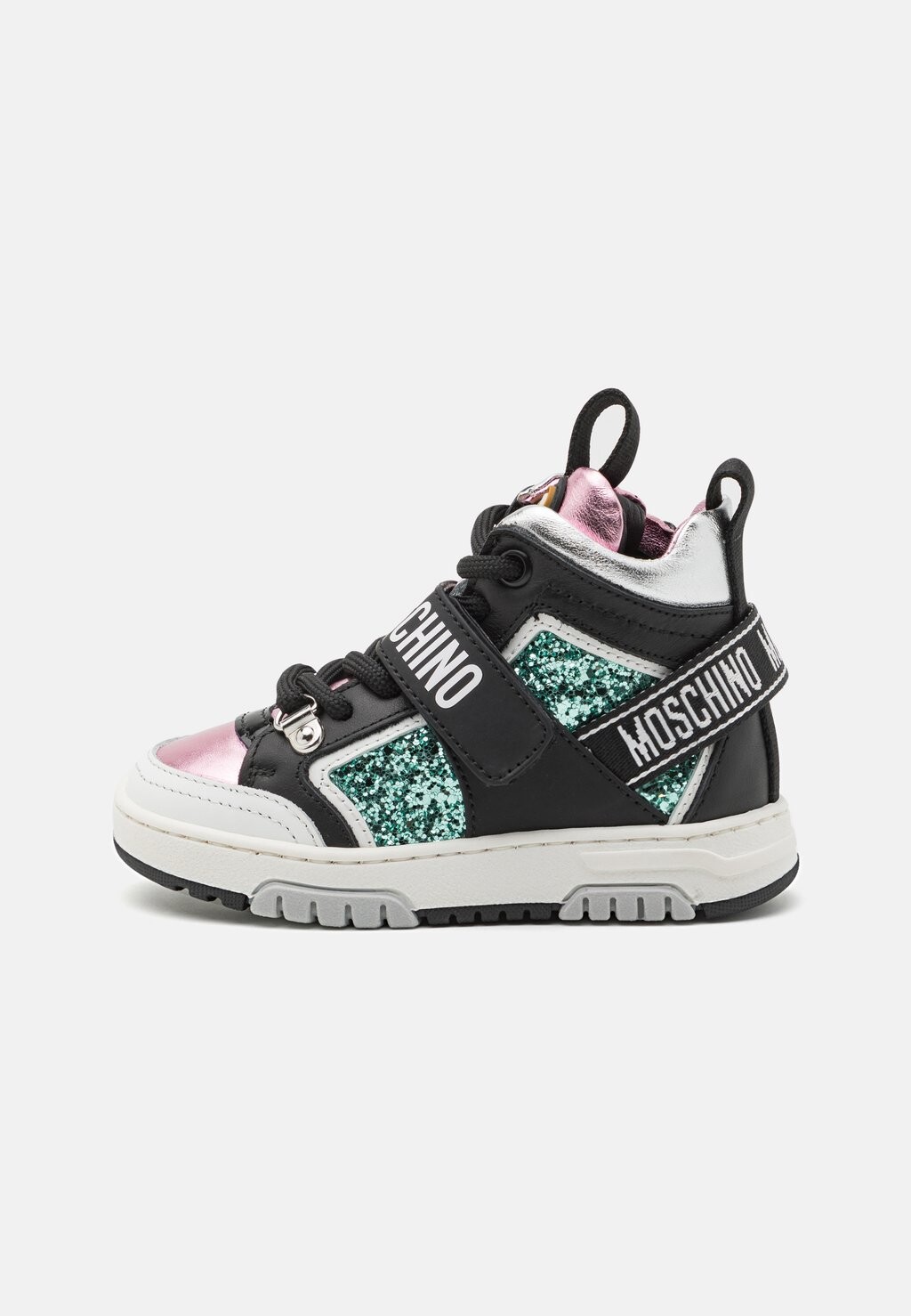 

Высокие кеды Unisex MOSCHINO, цвет black/green/white/pink/silver