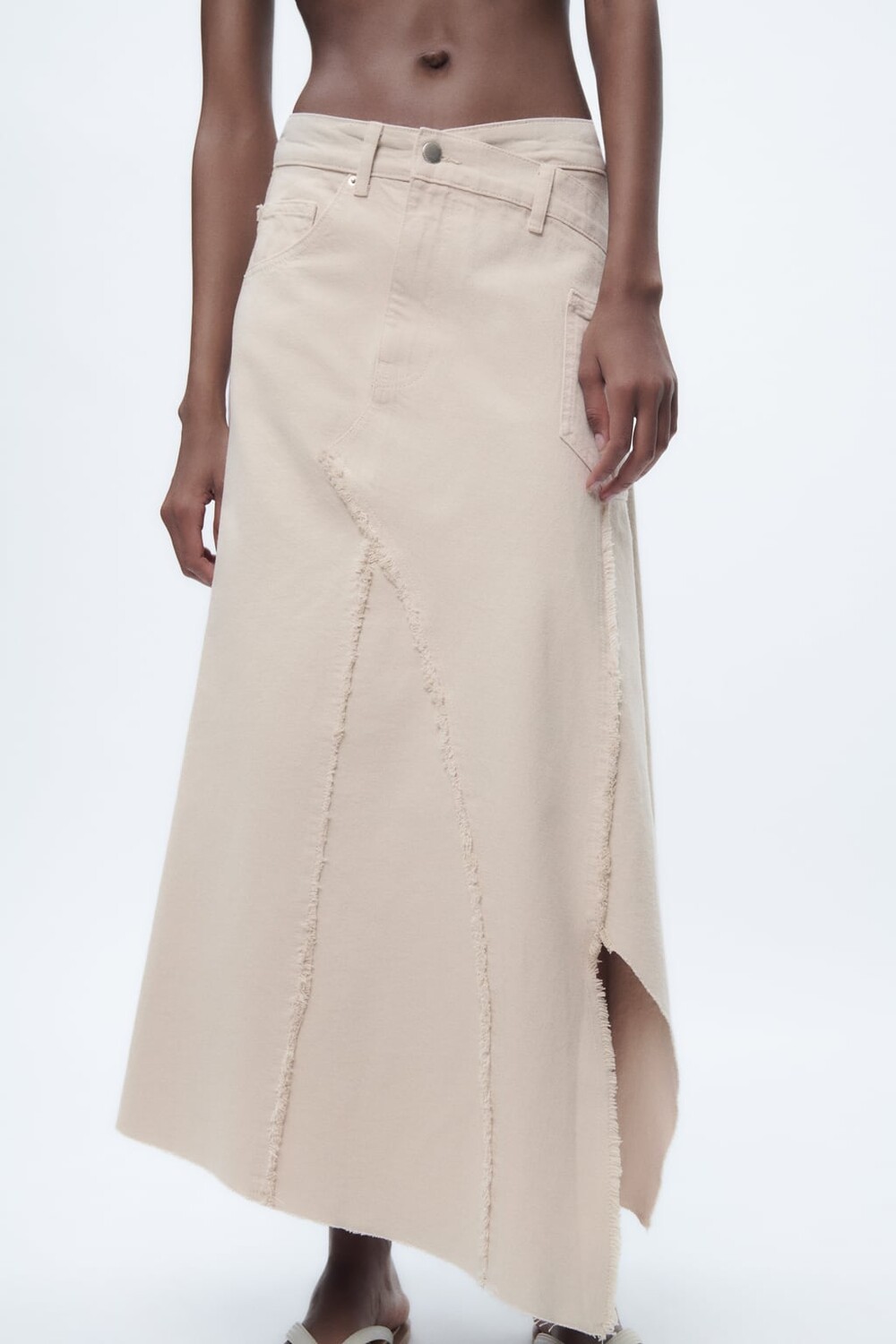 

Асимметричная юбка zw с барашнями ZARA, песочный