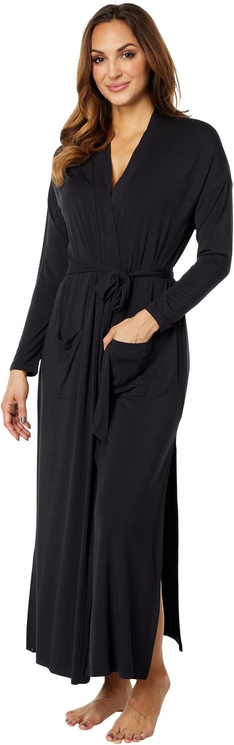 

Халат Luxe Milk Jersey Duster Robe Barefoot Dreams, черный