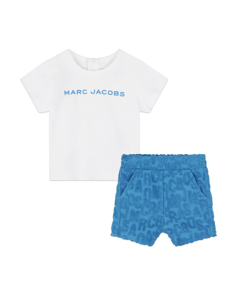 

Детский комплект из футболки с короткими рукавами и шортиков Marc Jacobs, синий