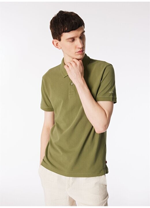 

Однотонная зеленая мужская футболка-поло A9451-0002_THE STANDARD POLO BLUISH Levis, зеленый