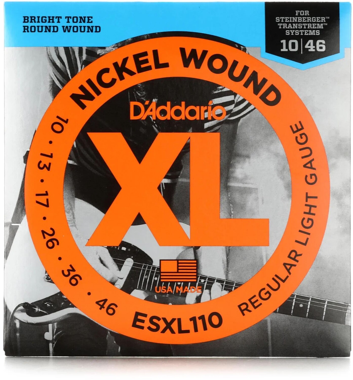 

Струны для электрогитары D'Addario ESXL110 XL с двойным шариковым наконечником и никелевой обмоткой — .010-.046, светлые