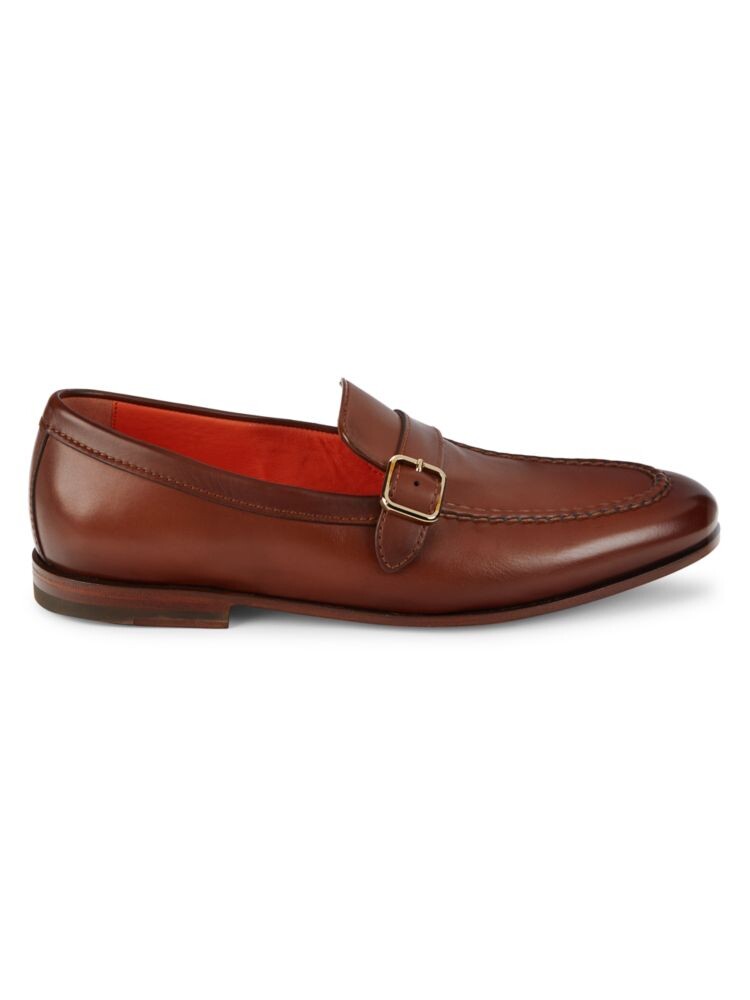 

Кожаные лоферы с пряжкой Santoni, коричневый