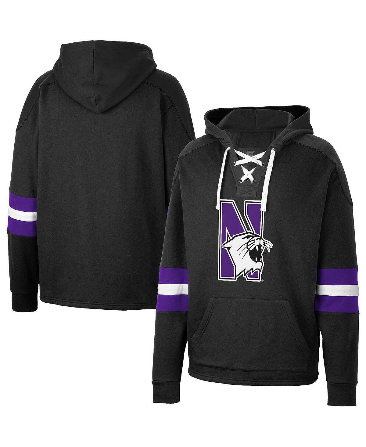 Мужской черный пуловер с капюшоном Northwestern Wildcats на шнуровке 4.0 Colosseum цена и фото