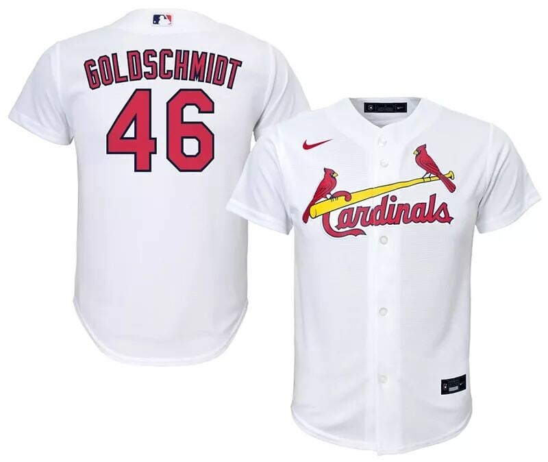 

Nike Youth St. Louis Cardinals Paul Goldschmidt #46 Белый домашний крутой базовый Джерси, Серый