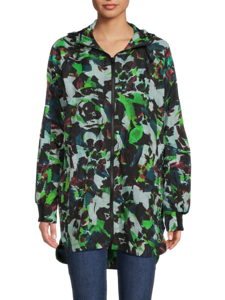 

Высокая низкая куртка с абстрактным капюшоном Kenzo, цвет Grass Multi
