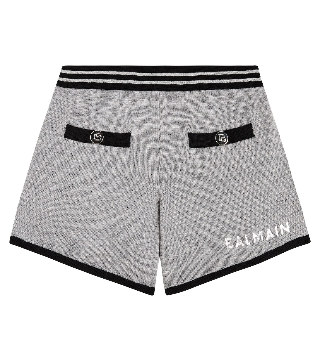 

Шорты из шерсти с логотипом Balmain, серый