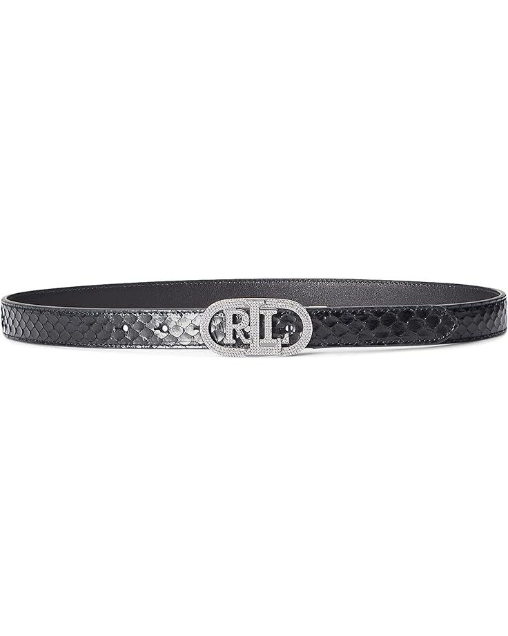

Ремень LAUREN Ralph Lauren Logo Faux-Snakeskin Skinny, черный