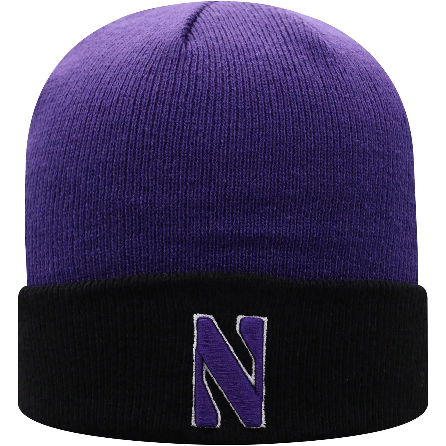Мужская двухцветная вязаная шапка Top of the World фиолетового/черного цвета Northwestern Wildcats Core с манжетами