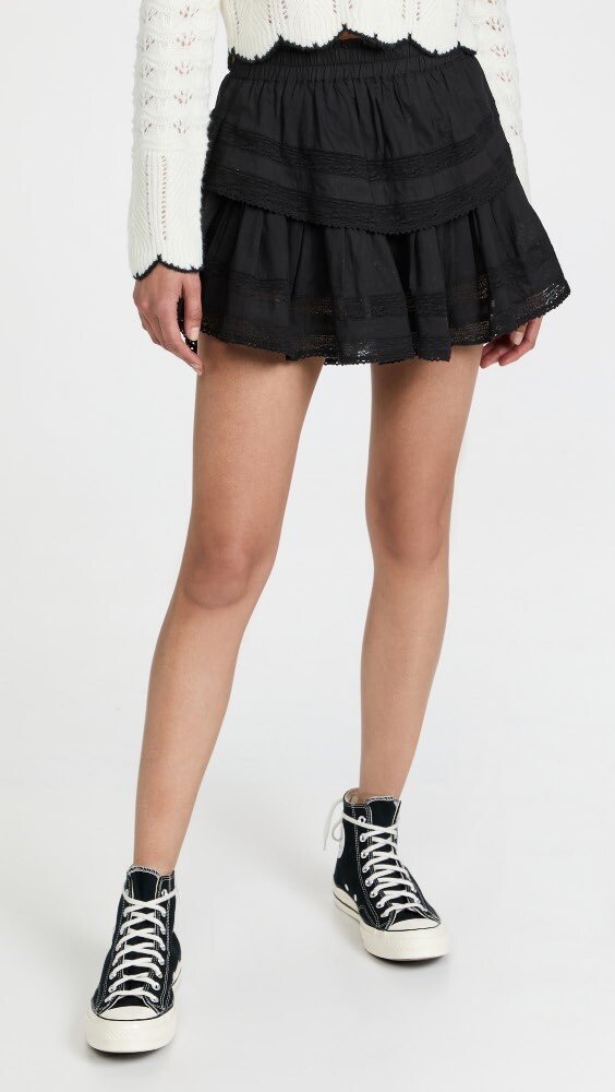 

Юбка мини LoveShackFancy Ruffle, черный