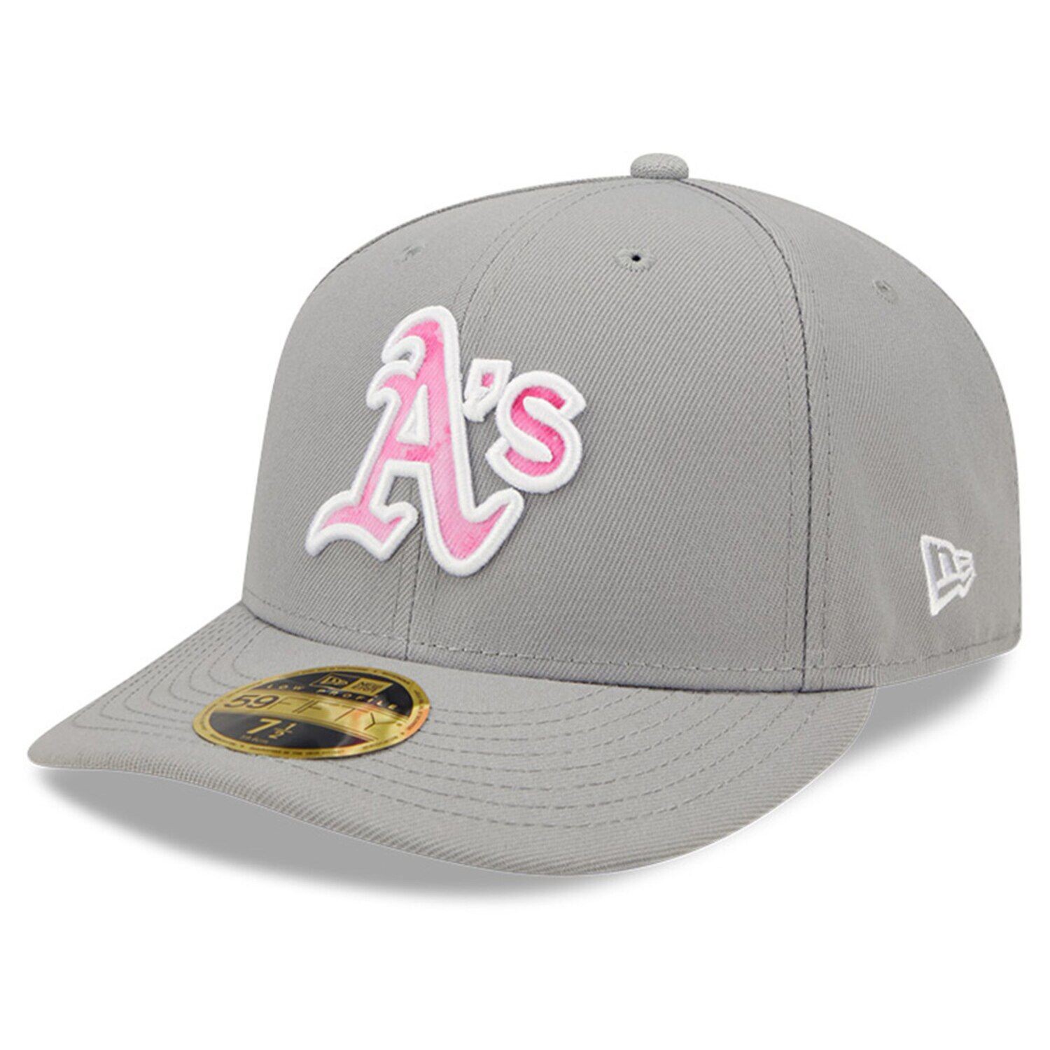

Мужская серая кепка New Era Oakland Athletics 2022 ко Дню матери для игры в поле, низкопрофильная 59FIFTY, облегающая шляпа