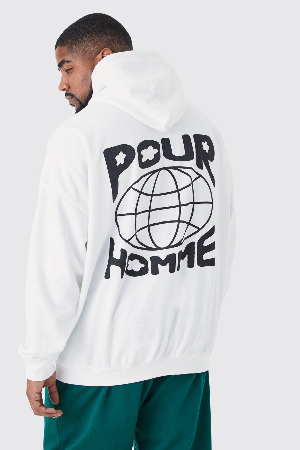 

Худи с графикой plus pour homme Boohoo, белый