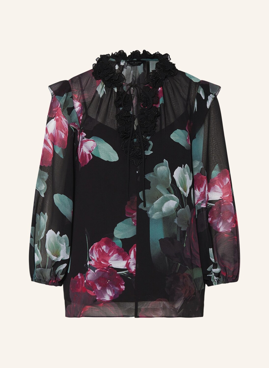 

Блуза TED BAKER FAIZIAA mit 3/4-Arm und Rüschen, черный