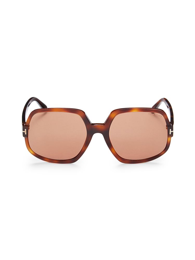 Квадратные солнцезащитные очки 60 мм Tom Ford, цвет Havana