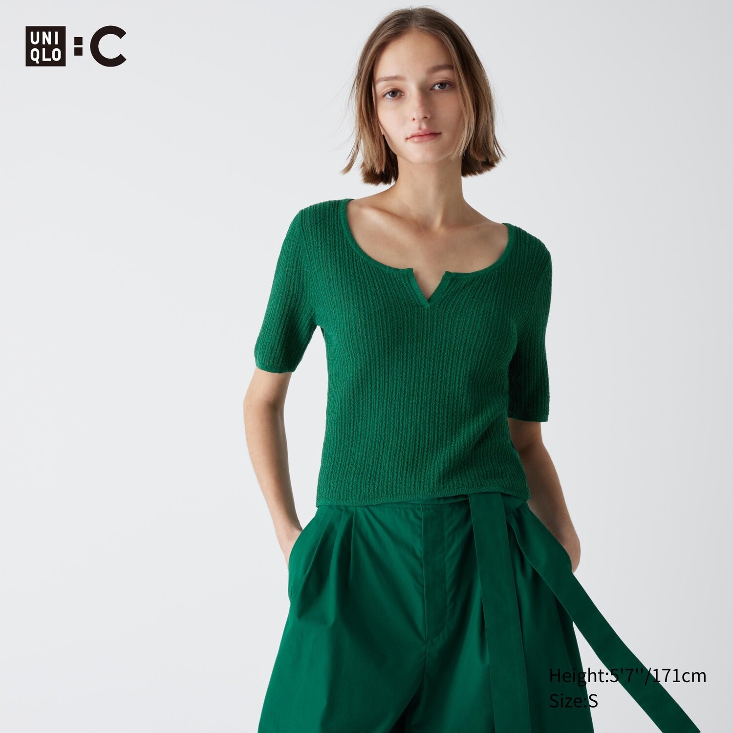 

Короткий свитер среднего рукава UNIQLO, зеленый