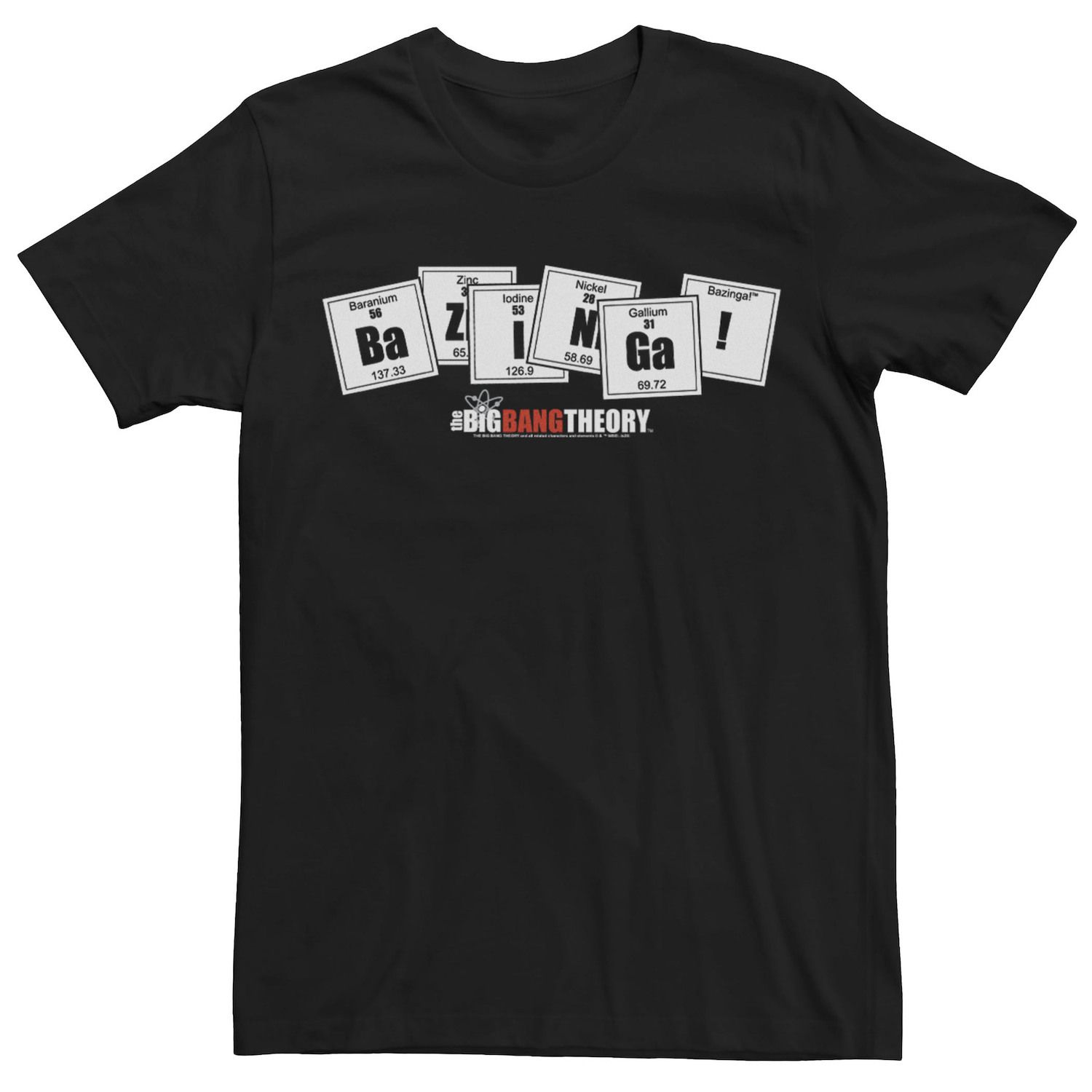 Мужская футболка Bazinga с периодической плиткой «Теория большого взрыва» Licensed Character мужская футболка с принтом теория большого взрыва блестящая футболка с коротким рукавом мужская брендовая черная футболка с графическим
