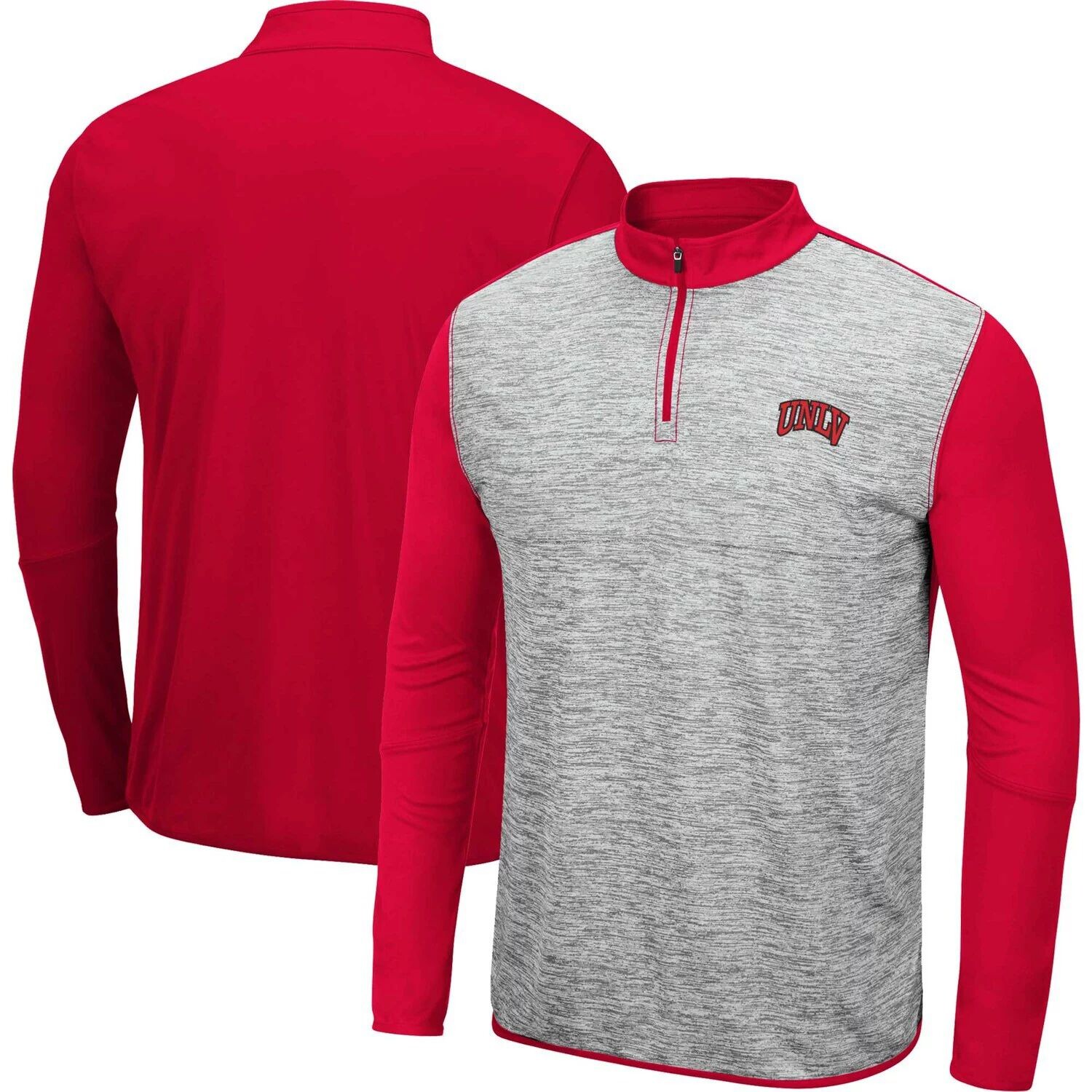 

Мужская куртка с молнией в четверть цвета UNLV Rebels Prospect Heather Grey/Scarlet Colosseum