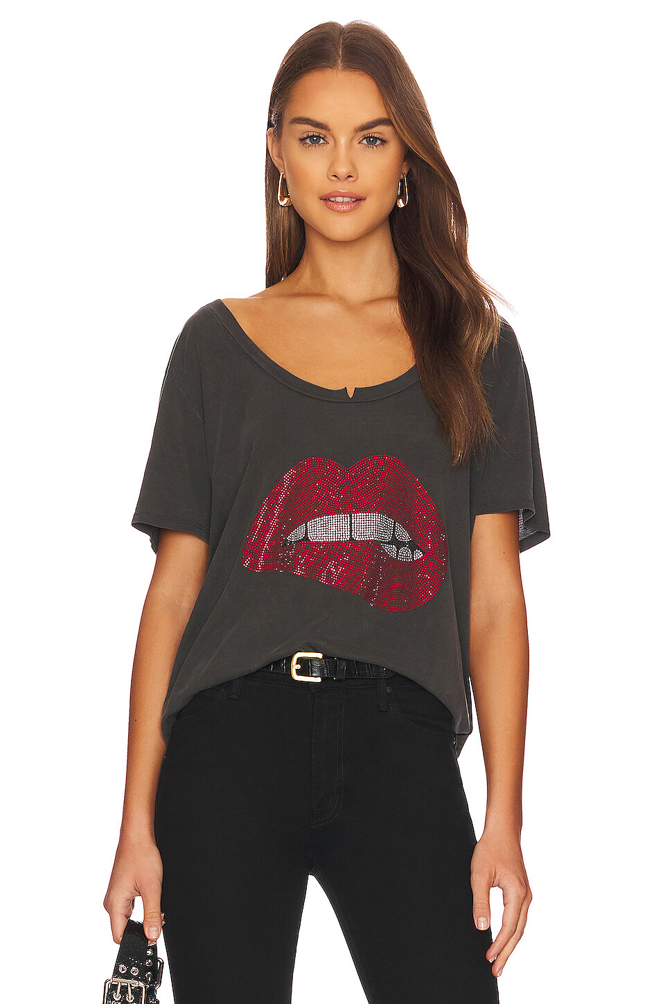 

Топ Lauren Moshi Elara Crystal Biting Lip, цвет Pigment Black