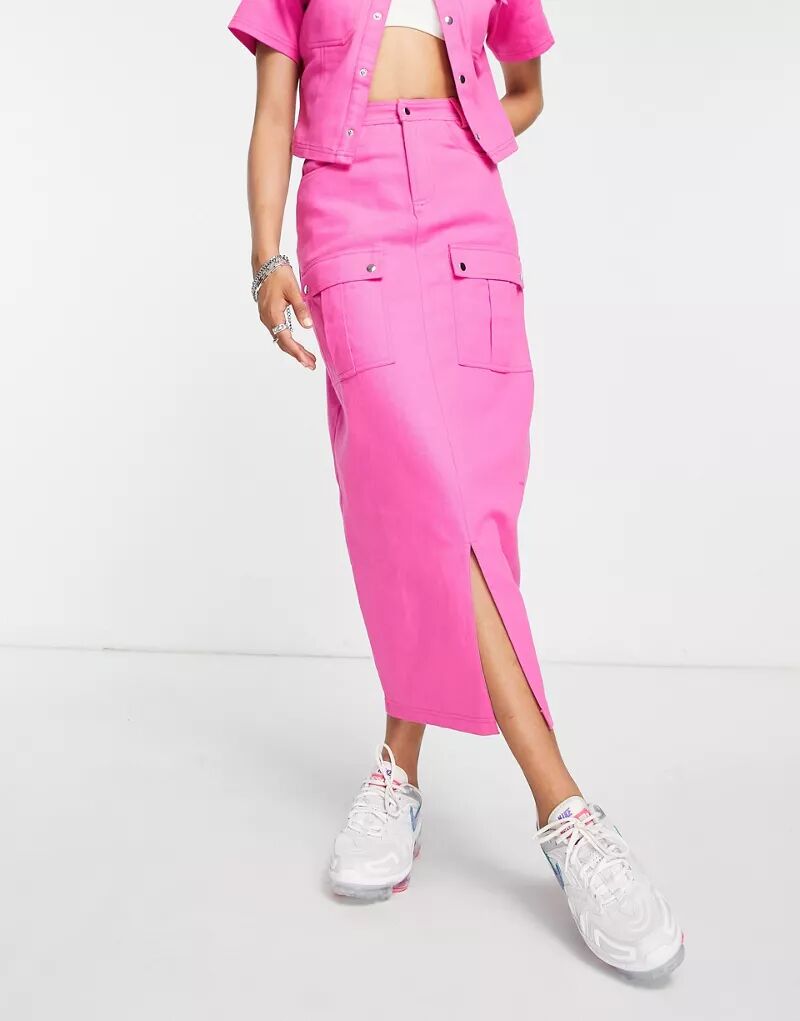Розовая практичная юбка макси COLLUSION юбка панинтер практичная 44 размер