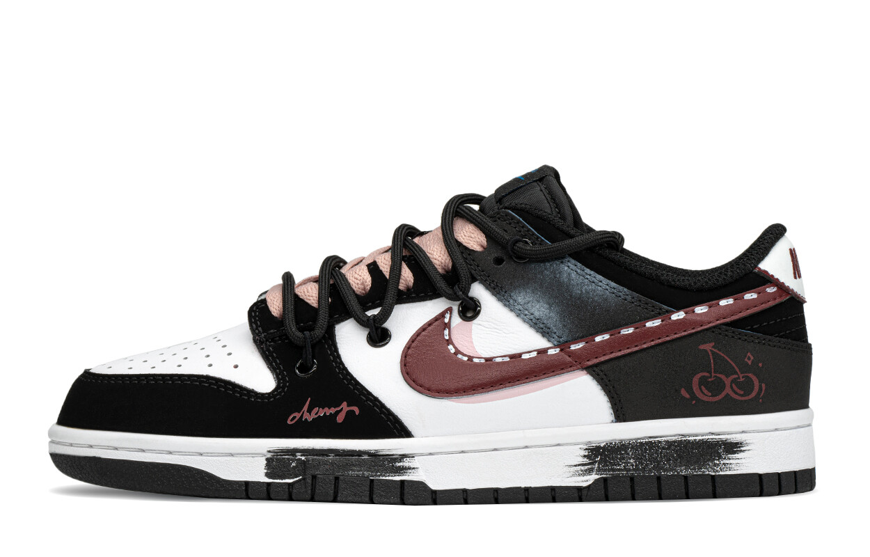 

Кроссовки Nike Dunk Skateboarding Shoes Women's Low-top Black/Red, черный/красный